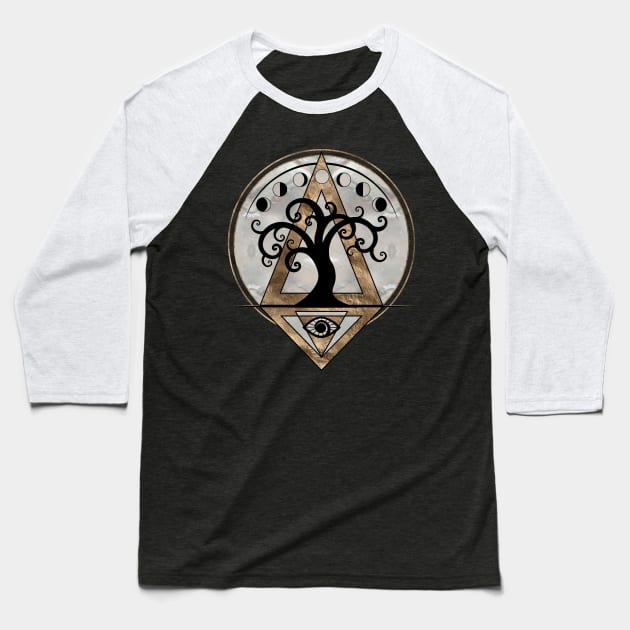 Golden Spiral  Tree - Sacred Geometry Baseball T-Shirt by Nartissima